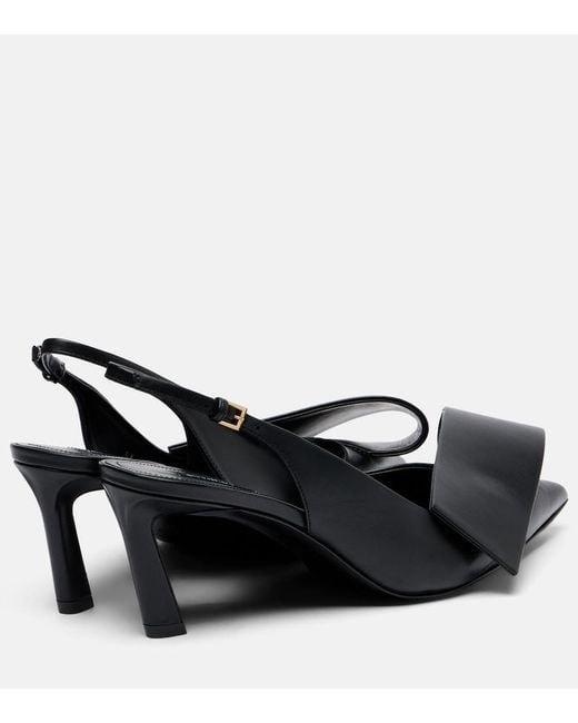 Givenchy Black Twisted Ribbon Leather Slingback Pumps