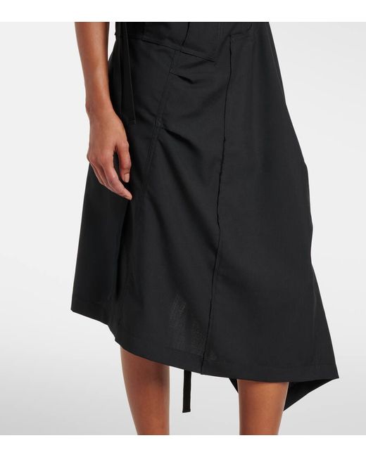 Junya Watanabe Black Halterneck Wool Midi Dress