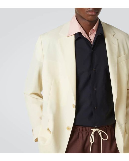 AURALEE Men's Blue Wool Shirt