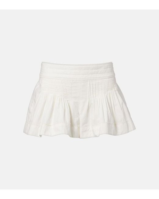 Isabel Marant White Cybila Gathered Cotton Shorts