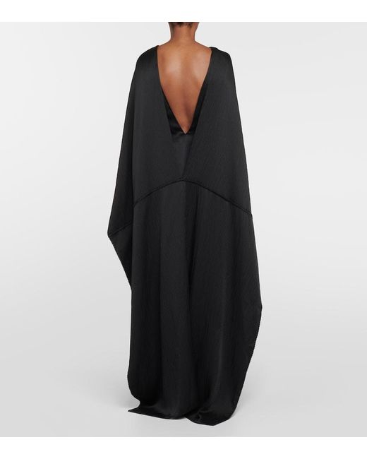 Gabriela Hearst Black Hunter Caped Silk Satin Gown