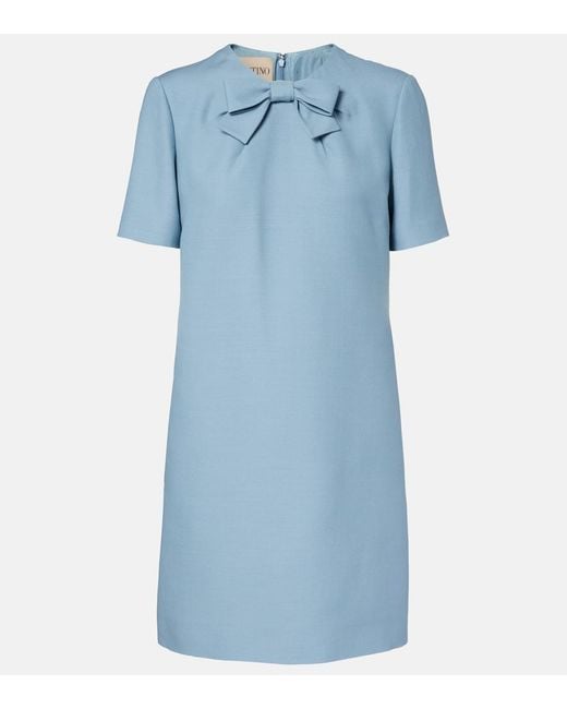 Valentino Blue Crepe Couture Bow-Detail Minidress