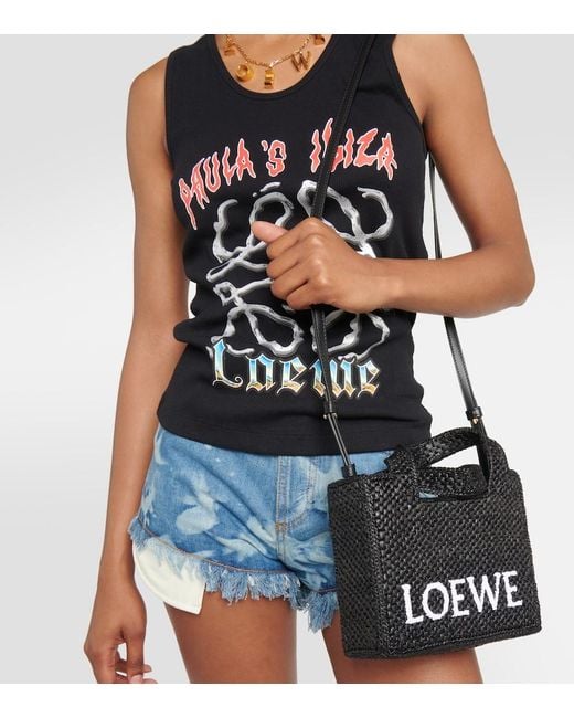 Loewe Black Mini Raffia Top-Handle Bag