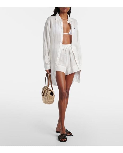 Polo Ralph Lauren White Oversized Linen And Cotton Shirt