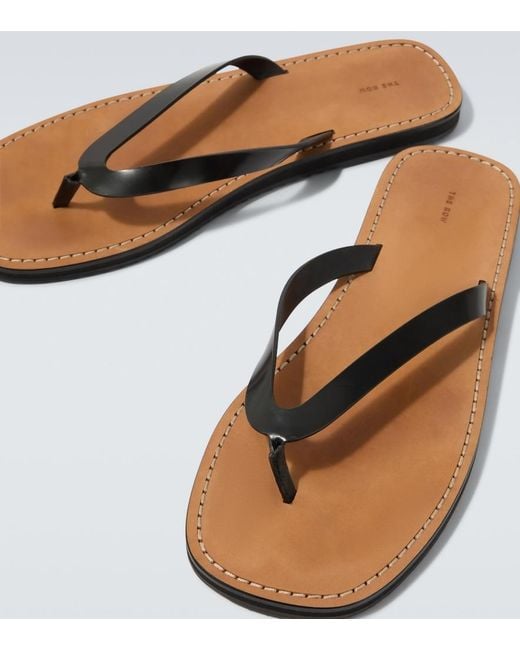 The Row Brown City Leather Thong Sandals for men