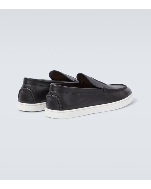 Christian Louboutin Black Varsiboat Leather Loafers for men