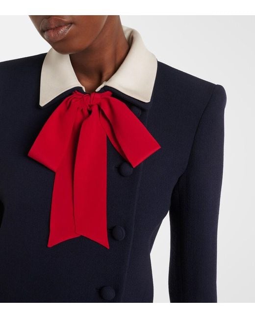 Valentino Blue Tie-Neck Virgin Wool Jacket