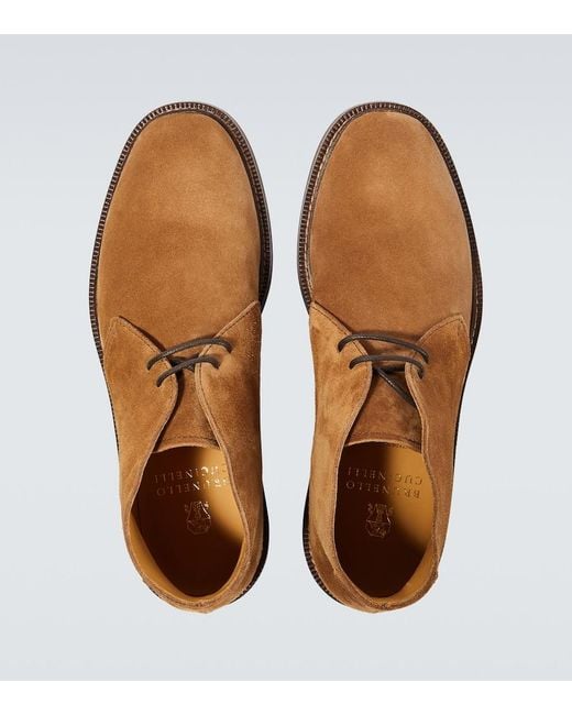 Brunello Cucinelli Brown Suede Ankle Boots for men