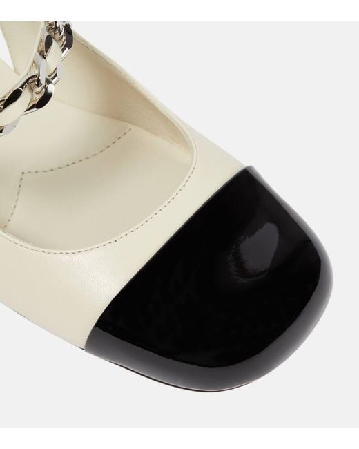 Miu Miu Natural Chain-Embellishedt Leather Slingback Pumps