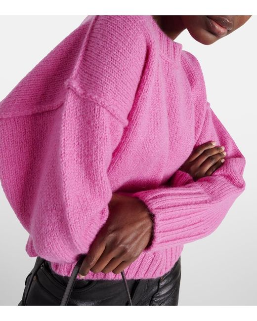 Pullover cropped Kryptona in lana di Acne in Pink