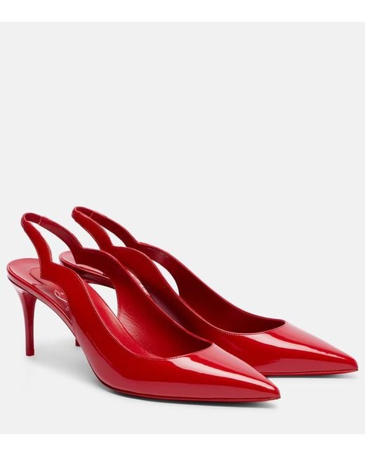 Christian Louboutin Red Hot Chick 70 Patent Leather Slingback Pumps