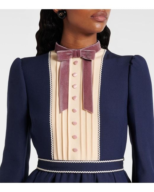 Valentino Blue Crepe Couture Bow-Detail Minidress