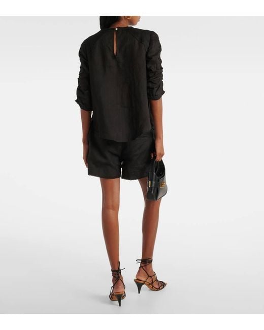 Veronica Beard Black Top Bryce Aus Leinen