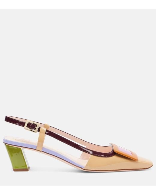 Roger Vivier Pink Belle Vivier 45 Leather Slingback Pumps