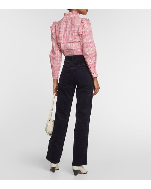 Isabel Marant Blue Rwan Corduroy Flared Pants