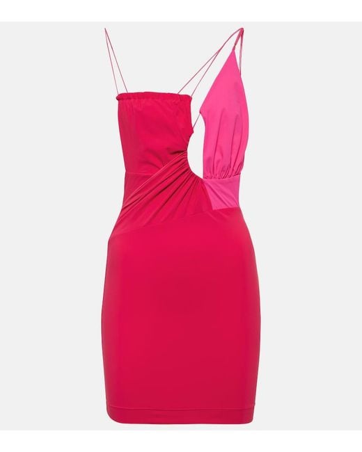 Nensi Dojaka Pink Cutout Ruched Minidress