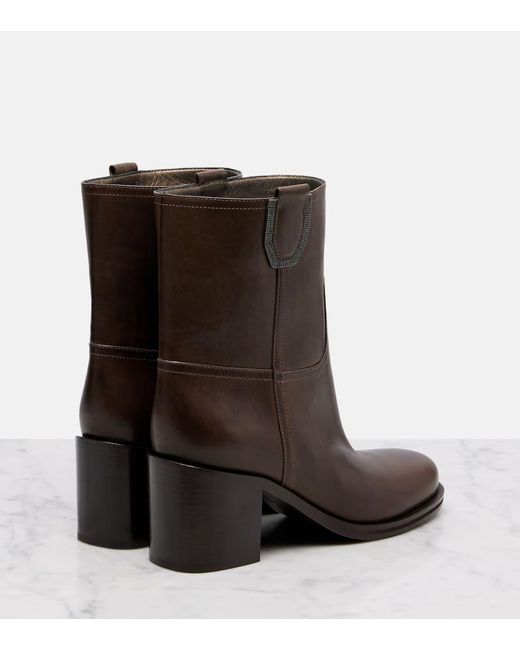 Brunello Cucinelli Brown Leather Ankle Boots