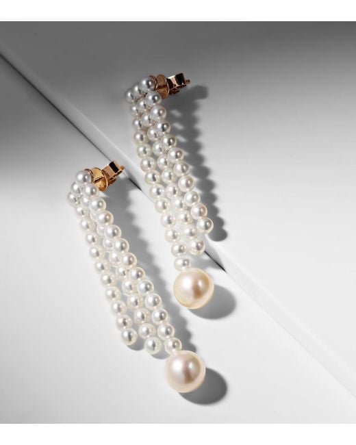 Sophie Bille Brahe White La Valse 14Kt Earrings With Pearls