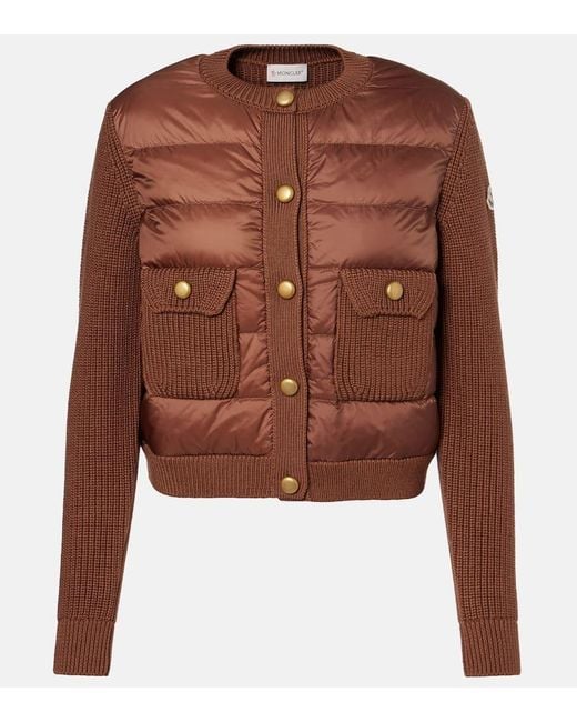 Moncler Brown Wool-Trimmed Down Jacket