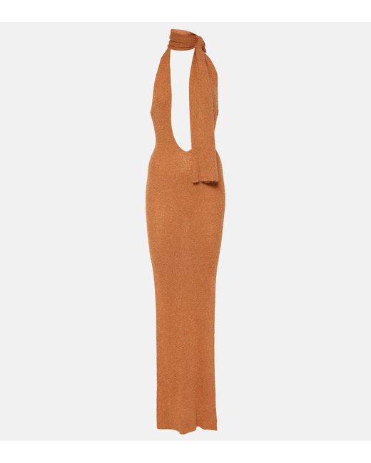 AYA MUSE White Eyre Scarf-Detail Maxi Dress
