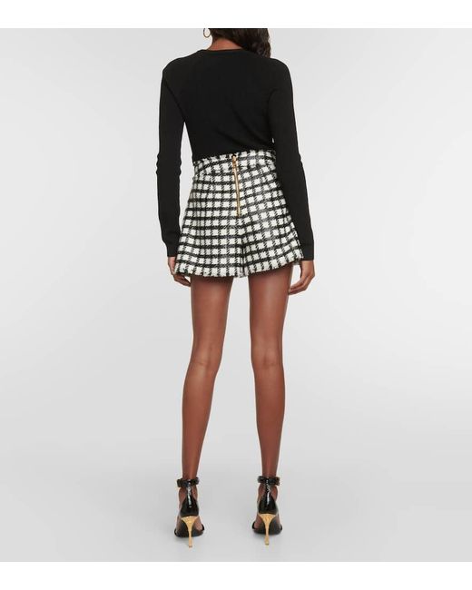 Balmain Black High-Rise Shorts Aus Einem Wollgemisch
