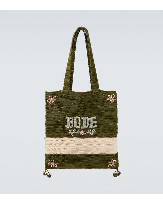 Bode Metallic Marsh Beaded Crochet Tote Bag for men
