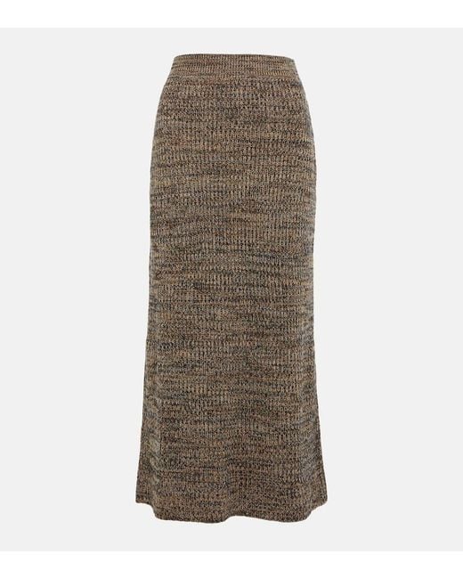 Falda En Mezcla De Seda Y Cachemir Chloé de color Brown