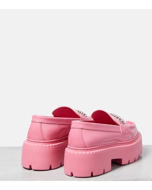 Jimmy Choo Pink Bryer Flat Crystal-embellished Leather Loafers