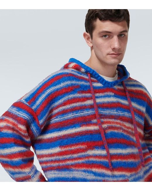 ERL Red Gradient Knitted Oversized Hoodie for men