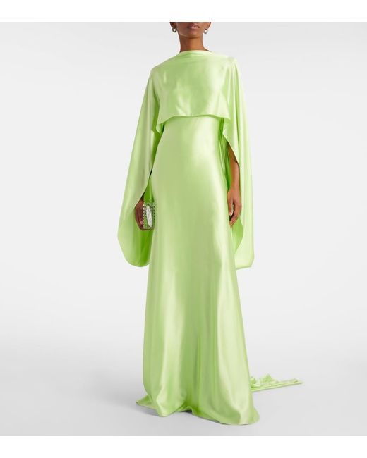 Roksanda Green Caped Satin Gown