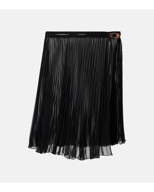 Versace Black Safety Pin Pleated Cover-Up Skirt