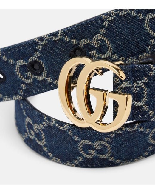 Gucci Blue Gg Marmont Denim Belt