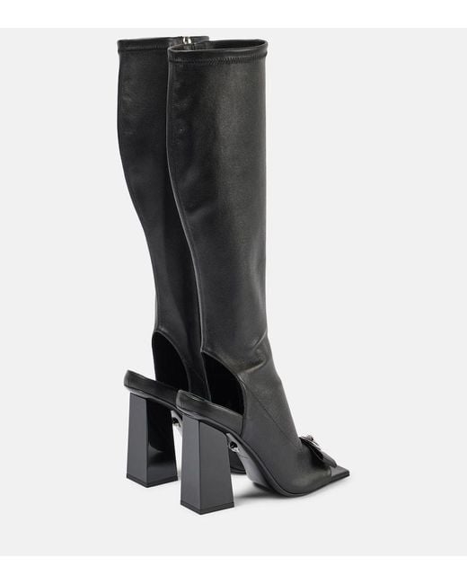 Versace Black Stiefel Gianni Ribbon aus Leder