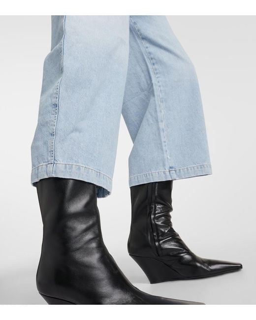 Citizens of Humanity Blue Payton High-Rise Twill Wide-Leg Pants