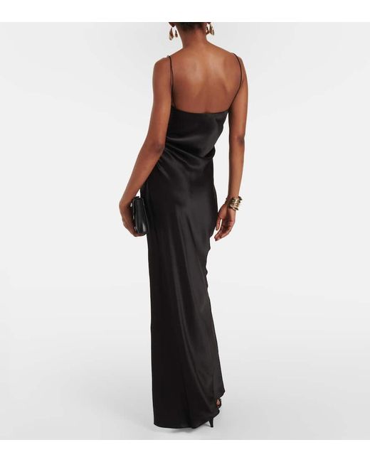 Sir Black Gathered Silk Slip Dress