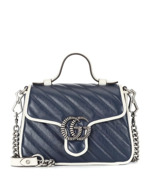 Gucci Blue GG Marmont Mini Top Handle Bag