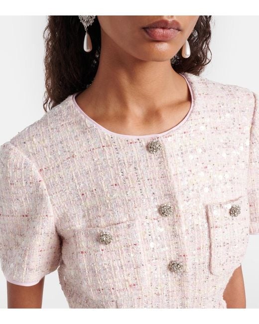 Self-Portrait Pink Embellished Midi Dress