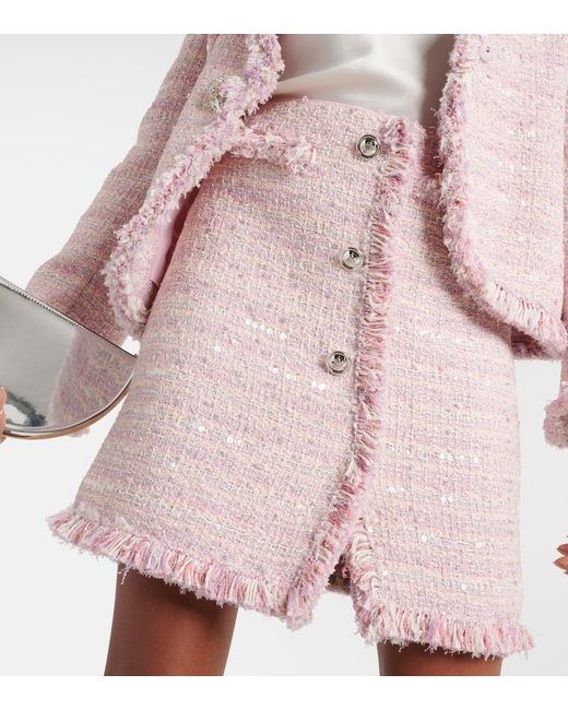 Giambattista Valli Pink High-Rise Tweed Miniskirt