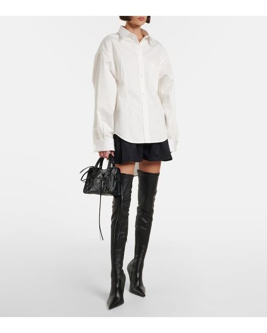 Balenciaga White Asymmetric Cotton And Silk Poplin Shirt