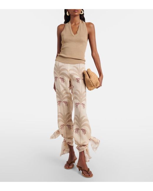 Pantalones Flared Femininity Dramatic De Lino Johanna Ortiz de color Natural