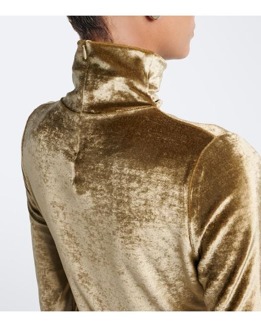Lemaire Green Velvet Turtleneck Top