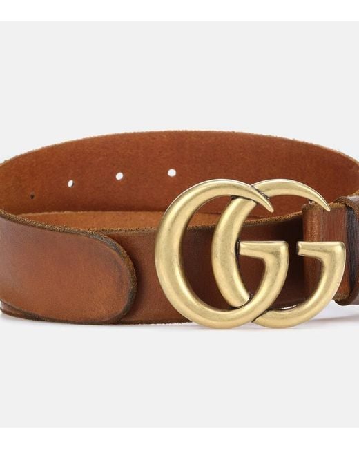 Gucci Brown Leather Double G Belt