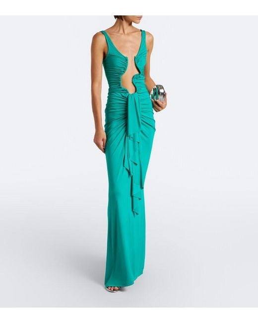 Christopher Esber Green Salacia Ruched Jersey Maxi Dress
