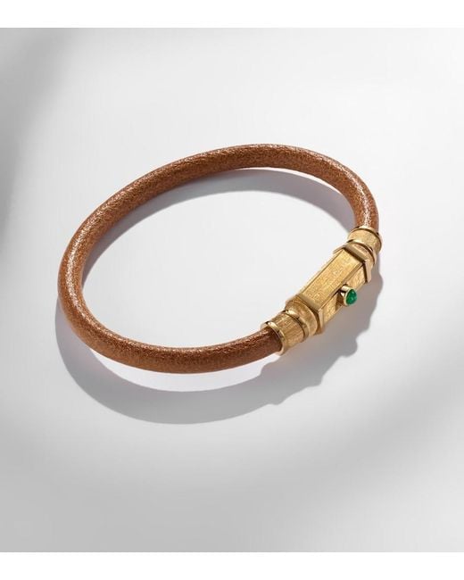 Marie Lichtenberg White Lasso 18Kt And Leather Bracelet With Emeralds