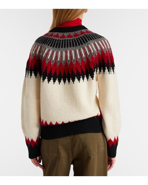Polo Ralph Lauren Red Fair Isle Wool And Cashmere Sweater
