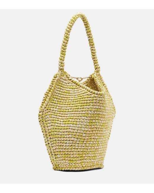 Khaite Metallic Lotus Mini Raffia Tote Bag