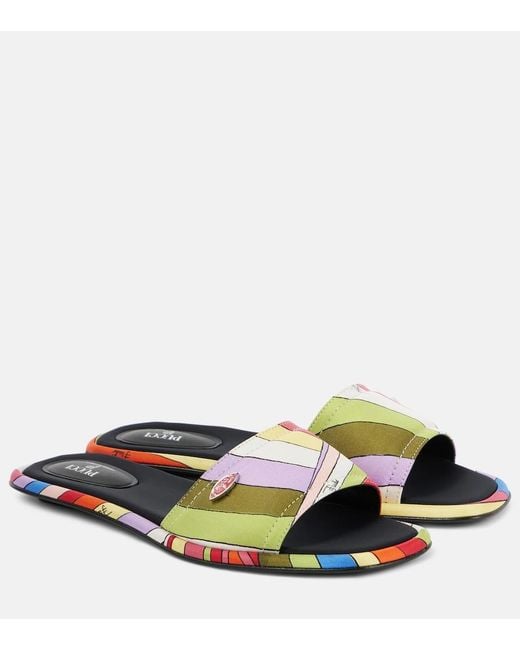 Emilio Pucci Green Iride Slides