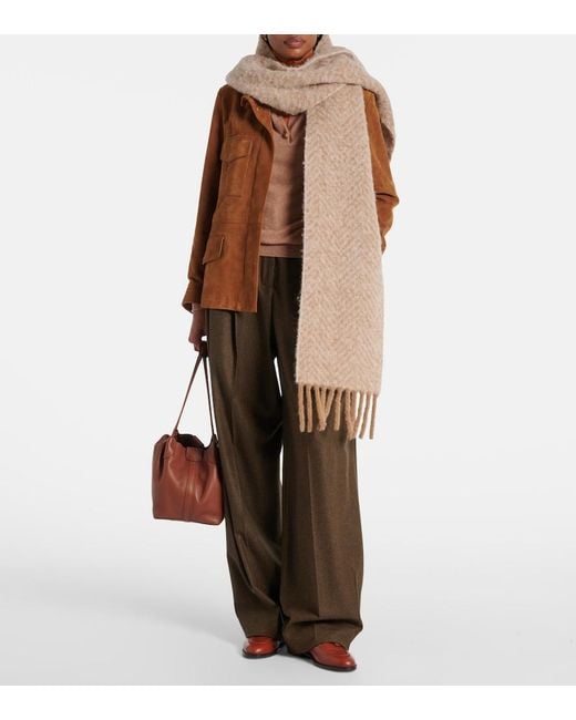 Loro Piana Natural Chevron Alpaca-Blend Scarf