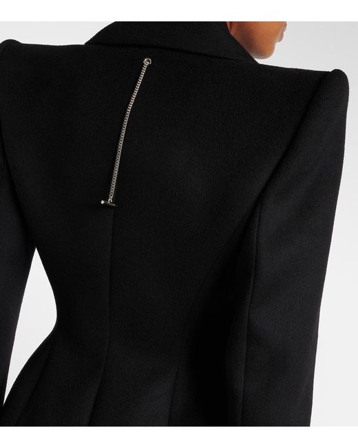 Alexander McQueen Black Double-Breasted Wool And Cashmere Blazer
