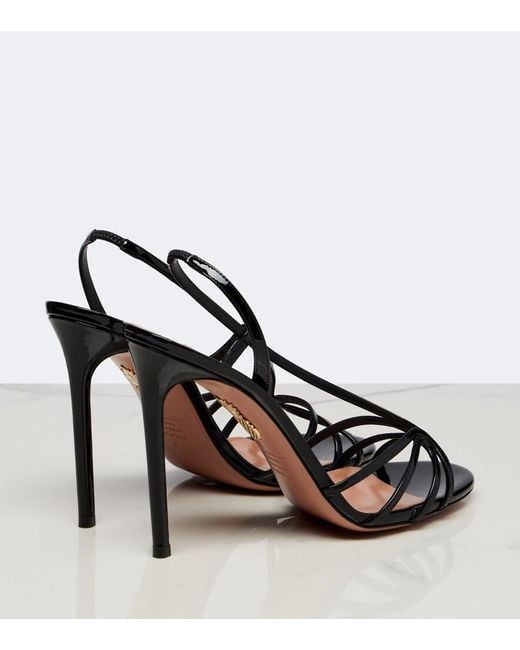 Aquazzura Metallic Talk To Me Patent Leather Slingback Sandals